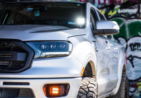 2019-Present Ford Ranger Ditch Mounts 18W 3x2 LED Pods Wiring Harness Cali Raised LED