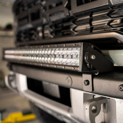 Bumper Light Bar Mounting Kit Fits 21-Present Ford Bronco Raptor - 5D Optic Osram 32 Inch Dual Row Bar (Spot Beam) Cali Raised LED