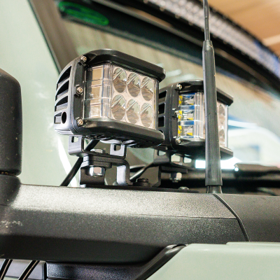 Ditch Light Mount Kit Fits 21-Present Ford Bronco Raptor - (2) 3X2 18W LED Pods/(2) 3.5 Inch Round Cannon Pods Cali Raised LED