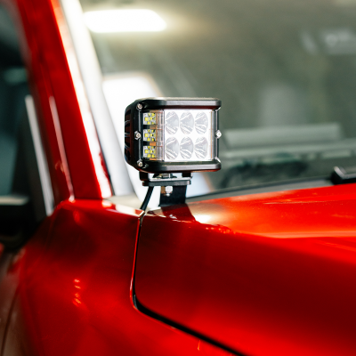 Low Profile Ditch Light Brackets Kit Fits 24-Present Toyota Tacoma/(2) 3X2 18W Amber LED Pods/Toyota OEM Square Style Ditch Light Switch Cali Raised LED