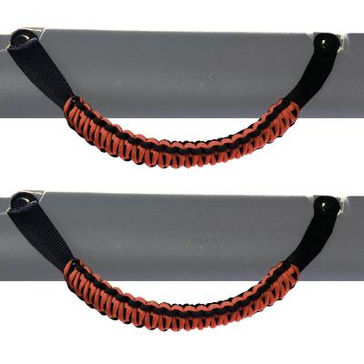 Paracord Grab Handles Pair for 21-25 Ford Bronco Roll Bar Front or Rear Black/Mango Bartact