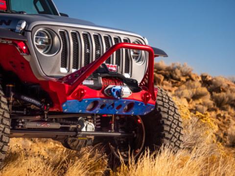 Bare Steel Nighthawk Mid-tube Stinger Front Bumper with Aluminum Skid for JK, JL, and JT - Bare Steel Artec Industries