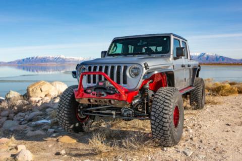 Powdercoat Nighthawk Mid-tube Stinger Front Bumper with Aluminum Skid for JK, JL, and JT - Black Powdercoat Artec Industries