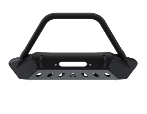 07-Up Jeep Wranger/Gladiator High Clearance Front Bumper With Hoop Powdercoat Black Steel