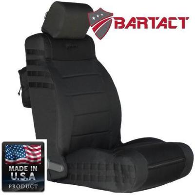 Jeep JK Seat Covers Front 07-10 Wrangler JK/JKU Tactical Series SRS Air Bag Compliant Black/Black Bartact
