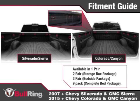 Bullet Inner Bed Retractable Tie-Down Anchors 9 Pack Complete Bed Package 07-Up Silverado/Sierra 1500/2500/3500 15 -Up Colorado/Canyon Bullring