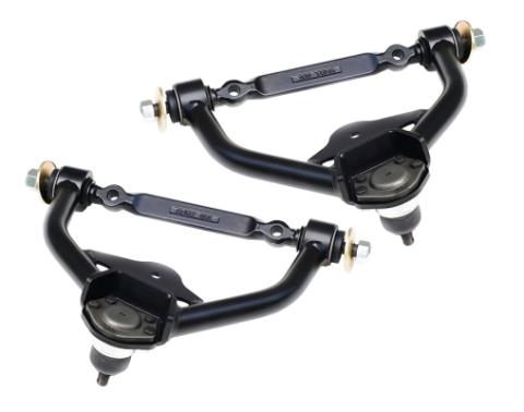 Front Upper Strongarms For 1970-1981 Camaro and Firebird Pair Of Tubular Control Arms W/ Ball Joints Cross Shafts And Delrin Bushings Powder Coated Satin Black Ridetech