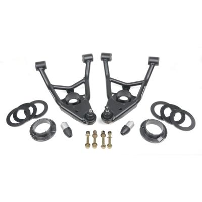 Front Lower Strongarms For 1964-1972 Gm A-Body For Use W/ Stock Style Spring Pair Of Tubular Control Arms W/ Ball Joints Delrin Bushings Spring Spacers And Bump StopsPowder Coated Satin Black Ridetech