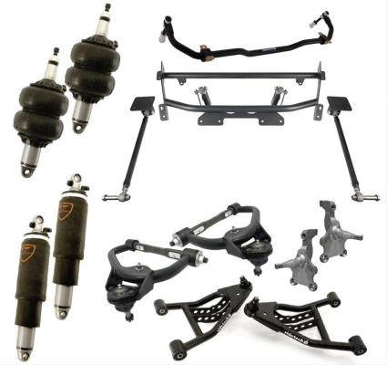 TQ Air Suspension System For 1973-1974 Nova Front And Rear TQ Shockwaves Upper And Lower Strongarms Tall Spindles Bolt-On 4-Link And Front Sway Bar Ridetech