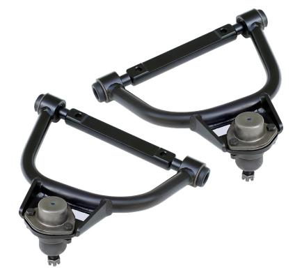 Front Upper Strongarms For 1965-1970 Impala Pair Of Tubular Control Arms W/ Ball Joints Cross Shafts And Delrin Bushings Powder Coated Satin Black Ridetech