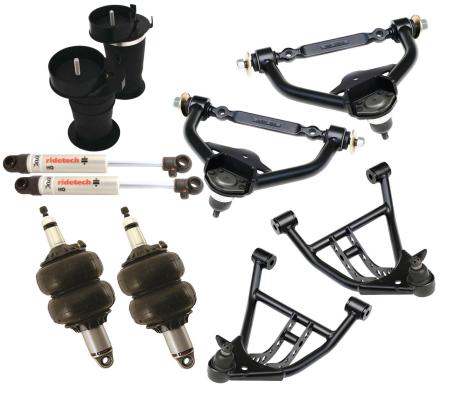 Air Suspension System For 1991-1996 Impala Fleetwood Front HQ Shockwaves Upper And Lower Strongarms Rear Coolride And Rear HQ Shocks Ridetech
