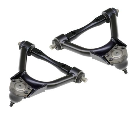 Front Upper Strongarms For 1963-1970 C10 Pair Of Tubular Control Arms W/ Ball Joints Cross Shafts And Delrin Bushings Powder Coated Satin Black Ridetech
