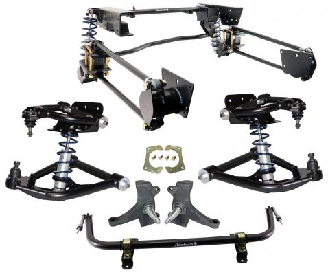 HQ Coil-Over System For 1973-1987 C10 Front And Rear HQ Coil-Overs Front Upper And Lower Strongarms Bolt-On 4-Link Drop Spindles And Front Sway Bar Ridetech