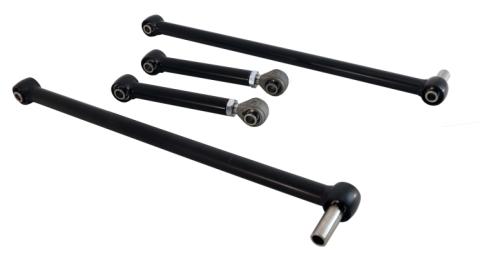 Replacement 4-Link Bar Kit W/ R-Joints Single Adj For 1973-1987 C10 Old Design CoolrideSingle Adjustable Upper Bars Lower Bars Panhard Bar And R-Joint Spacers Powder Coated Satin Black Ridetech