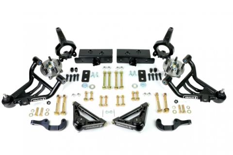 Front Sla Suspension System For 1979-1993 Mustang W/ Stock K-Member For Use W/ Coil-Overs Or Shockwaves Sold Separately Tubular Lower Arms Billet Upper Arms Frame Mounts Spindles Hubs And Steering Arms Ridetech