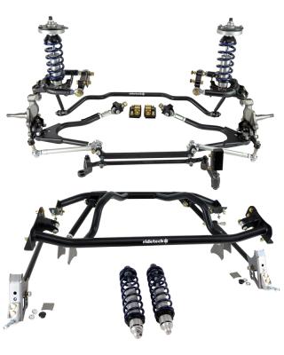 TQ Coil-Over System For 1961-1965 Falcon Front And Rear TQ Coil-Overs Front Upper And Lower Strongarms Truturn Rear 4-Link And Front Sway Bar 4-Link Setup Is Weld On Bar Mounts For 3 Inch Axle Tube Ridetech