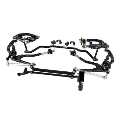 Truturn System W/ Hub Spindles For 61-65 Falcon For Use W/ Coil-Overs Or Shockwaves Sold Separately Upper And Lower Arms Delrin Bushings Ball Joints Cross Shafts Spindles W/ S550 Hubs Caliper Brackets Steering Arms, Tie RodsPowder Coated Black Ridetech