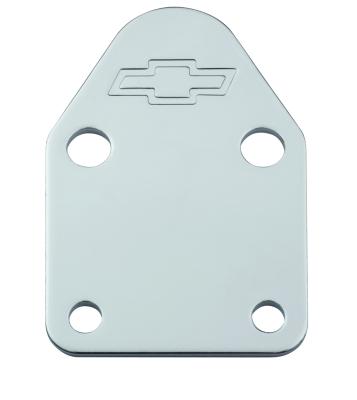 Fuel Pump Block-Off Plate Chrome with Bowtie Logo Fits SB Chevy V8 Engines Chevrolet Performance Parts