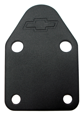 Fuel Pump Block-Off Plate Black Crinkle with Bowtie Fits SB Chevy V8 Engines Chevrolet Performance Parts