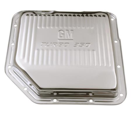 Transmission Oil Pan GM Logo Chrome GM Turbo 350 Trans Drain Plug Included Chevrolet Performance Parts