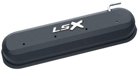 Raised LSX Emblem Aluminum Valve Covers, Black Crinkle, LS Engines Raised & Milled LSX Logo Chevrolet Performance Parts