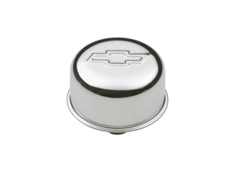 Engine Valve Cover Breather 3 Inch Diameter Chevy Logo Push-In Style Chrome Chevrolet Performance Parts