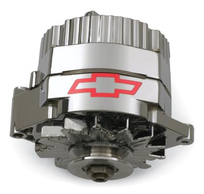 Alternator GM 73-86 with Internal Regulator GM Bowtie Logo Chrome Chevrolet Performance Parts