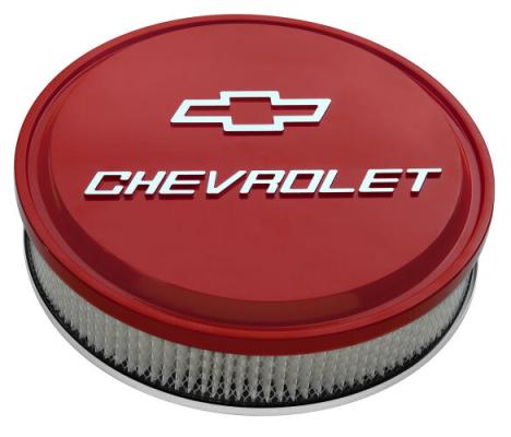 Air Cleaner Kit 14 Inch Diameter Aluminum Red Raised Chevrolet and Bowtie Emblems Proform