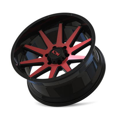 Cast Aluminum Wheels 143 RD 18x9 Red Machined Face Gloss Black 6 On 135 Bolt Pattern 0 Offset ION Wheels