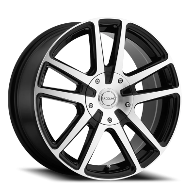 Aluminum Wheels 18x8 Encore 145M Machined Face Black Split Spoke 40 Offset 5 on 100/5 on 114.3 Bolt Pattern 72.62 Bore Raceline