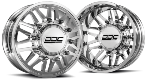 RAM Dually Wheel Kit 94-18 RAM 92-10 GM Aftermath Polished 20X8.25 8X165 12.50 Tire