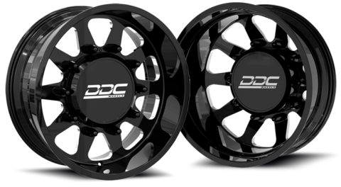 Dually Wheels The Ten Forged 22x8.25 8x200 Black/Mill SS Fronts 19-25 Dodge Ram 3500 DDC Wheels