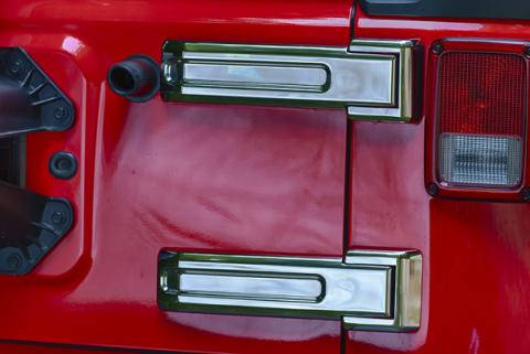 Jeep JK Tailgate Hinge Overlays 4 Pieces 07-18 Wrangler JK Polished Silver Kentrol