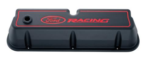 Engine Valve Covers Tall Style Die Cast Black with Ford Logo For SB Ford Recessed Red Ford Racing Logo Ford Racing