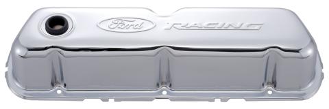 Engine Valve Covers Tall Style Steel Chrome with Ford Logo For SB Ford Embossed Ford Racing Logo Ford Racing