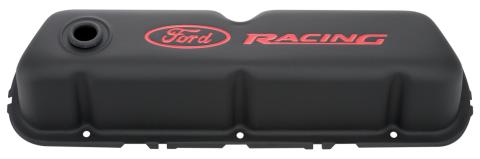Engine Valve Covers Tall Style Steel Black with Ford Logo For SB Ford Recessed Red Ford Racing Logo Ford Racing