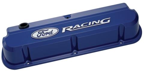 Valve Covers Slant Edge Tall Die Cast Blue with Raised Ford Logo SB Ford Raised Ford Racing Logo Ford Racing