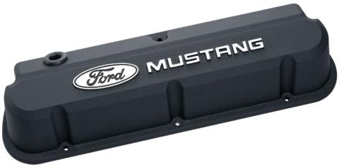 Valve Covers Slant Edge Tall Die Cast Black with Raised Mustang Logo SB Ford Raised Ford Mustang Logo Ford Racing