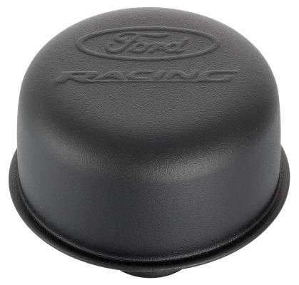 Engine Valve Cover Breather 3 Inch Diameter Ford Logo Push-In Style Black Crinkle Ford Racing
