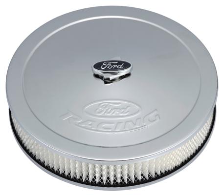 Air Cleaner Kit Chrome Embossed Ford Logo 13 Inch Diameter W/Center Nut Ford Racing
