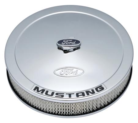 Air Cleaner Kit Chrome Embossed Mustang Logo 13 Inch Diameter W/Center Nut Ford Racing