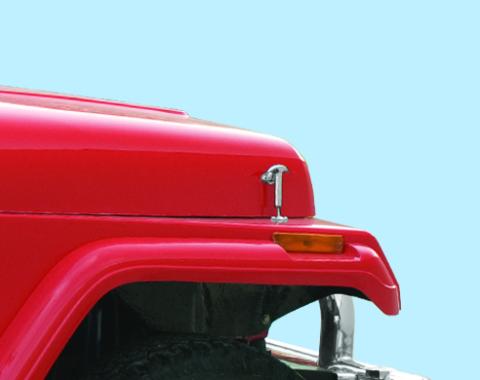 Jeep CJ/YJ Hood Catch Pair 55-95 CJ and Wrangler YJ Polished Silver Kentrol