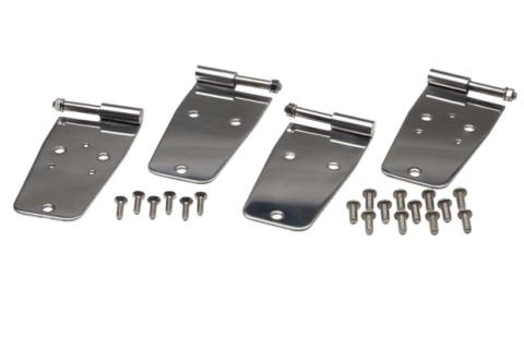 Jeep CJ/YJ Door Hinge Set 4 Pieces 76-93 CJ and Wrangler YJ Polished Silver Kentrol