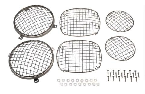 Jeep CJ Wire Mesh Guard Set 6 Pieces 76-86 CJ Polished Silver Kentrol