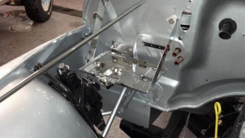 Jeep CJ Battery Tray with support arm 76-86 CJ Polished Silver Kentrol