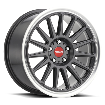 Aluminum Wheels 18x8.5 Grip 315G Machined Lip-Red Logo Gloss Gunmetal Grray Multi Spoke 35 Offset 5 on 100 Bolt Pattern 72.6 Bore Raceline