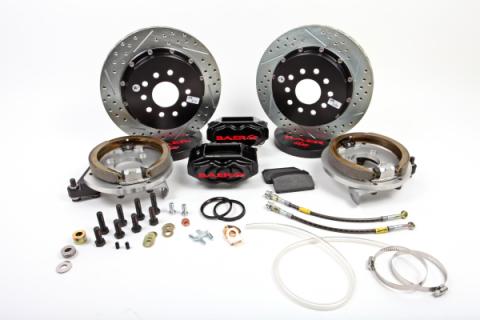 Brake System 13 Inch Rear SS4+ w/Park Brake Black 93 Mustang 4 Lug BAER Brakes