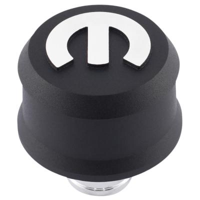 Slant-Edge Aluminum Push-In Air Breather Cap Black Crinkle Finish Raised Machined Mopar Emblem Proform