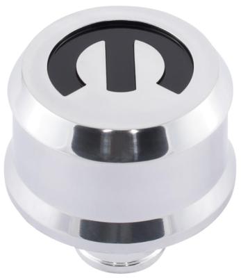 Slant-Edge Aluminum Push-In Air Breather Cap Polished Finish Recessed Mopar Emblem Proform