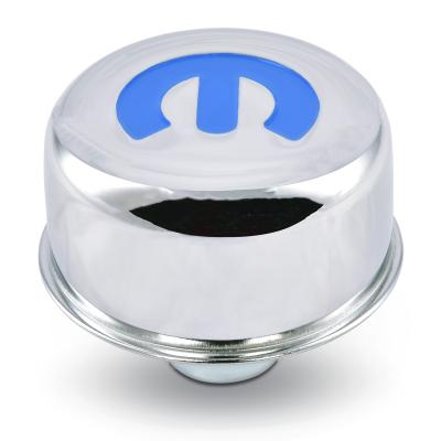 Steel Push-In Air Breather Cap Chrome Finish Recessed Blue Mopar Emblem Proform